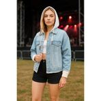 Blue White Kadın Açık Mavi Garnili Oversize Jean Ceket