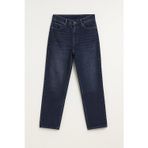 Blue White Kadın Yüksek Bel Mom Fit İndigo Jean Pantolon