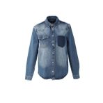 Blue White Koyu Mavi Erkek Cep Yıkamalı Jean Gömlek
