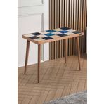 bluecape Traverten Taşlı Amalfi Doğal Ağaç 62x32cm Ceviz Dekoratif Sehpa