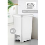 Blueeslife 40 Lt Slim Pedallı Plastik Çöp Kovası Beyaz
