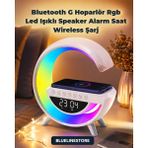 Blueline Store Bluetooth Hoparlör Rgb LED Gece Lambası Alarm Saat Kablosuz Şarjlı Masa Lambası