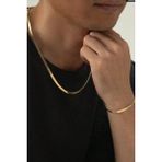 Bluem Paslanmaz Çelik Sarı Italyan Erkek Zincir Bileklik ve Kolye Seti - Ithal Kararmaz Zincir Kolye - Gold - Sarı