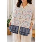 BlueMaison Daisy İndigo Çift Kişilik %100 Pamuk Fırfırlı Pike (200x230 cm) | Pike | Yatak Örtüsü| Pike Takımı