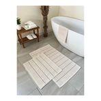 Bluenity Basic Stripe Doğal Pamuklu 2'li Banyo Paspas Seti 60x100+50x60Cm Ekru