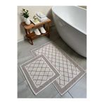 Bluenity Eylül Doğal Pamuklu 2'li Banyo Paspas Seti 60x100+50x60 Cm - Bej