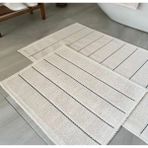 Bluenity Ikili Banyo Paspası 60X100 - 50X60 Ekru Siyah Çizgili