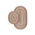 Bluenity Makaroni 60x100+50x60 cm Bej Doğal Pamuklu 2'li Banyo Paspas Seti