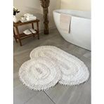 Bluenity Makaroni 60x100+50x60 cm Beyaz Doğal Pamuklu 2'li Banyo Paspas Seti