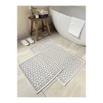 Bluenity Pasific Doğal Pamuklu 2'li Banyo Paspası 60x100+50x60 Cm - Gri