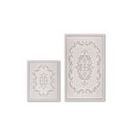 Bluenity Raya Damask Doğal Pamuklu 2'li Banyo Paspas Seti 60x100 50x60 cm Taş