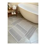 Bluenity Tapis Bukle Doğal Pamuklu 2'li Banyo Paspas Seti 60X100+50X60 cm - Gri