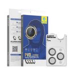 Blueo BM5643 iPhone 15 Pro Max PVD Paslanmaz Çelik Orijinal Dizayn Cam Lens Koruyucu Gri