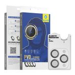 Blueo BM5643 iPhone 15 Pro PVD Paslanmaz Çelik Orijinal Dizayn Cam Lens Koruyucu Gri
