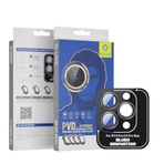 Blueo iPhone 13/14 / 15 Serisi Uyumlu PVD Stainless Steel Su ve Toz Geçirmez Lens Koruyucu (Siyah, 14 Pro / 14 Pro Max)