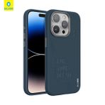 Blueo iPhone 14 Pro Max Uyumlu Lacivert Deri Punk Premium Telefon Kılıfı