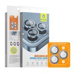 Blueo-Iphone 15 Pro Max Uyumlu Mavi Orijinal Metal Çerçeve Kamera Lens Koruyucu