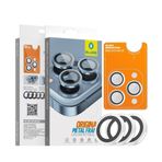 Blueo iPhone 16/16 Plus / 16 Pro / 16 Pro Max Uyumlu Metal Frame Aplikatörlü Kamera Lens Camı Koruyucu (Şeffaf, iPhone 16 Pro / 16 Pro Max)