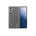 Blueo Samsung Fold 5 Gri Premium Leather Deri Anti-Drop Folding Telefon Kılıfı