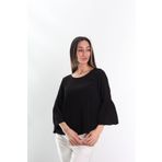Blues Outlet Kadın Uzun Kol Kol Ucu Volanlı Bluz-siyah