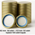 Blueseal® 50 Adet 82 mm 50 Adet 63 mm =100 Adet Konserve Kavanoz Kapak Pvc Içermez. Mavi Conta