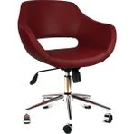 Bluetick Bordo Home Office Çalışma Koltuğu Suni Deri Metal Ayaklı Ofis Çalışma Sandalyesi TR1011