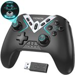Bluetooth Controller for Windows PC/iPhone/Android/Switch/Steam Deck/TV, 2.4G Wireless Game Controller with USB Dongle&Phone Clip with Hall Trigger/2 Triggers/Macro/Joystick Speed Down/Gyro Aim/Motors