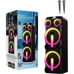 Bluetooth Hoparlör 200W Tws 10X2 Inç Parti Boy Eşleşmeli Rgb Ledli 200W Bluetooth Hoparlör - Siyah