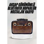 Bluetooth Hoparlör Ahşap Renk Vintage Işıklı Nostaljik Radyo Fm Ahşap Görünümlü Midastech - Çok Renkli