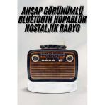 Bluetooth Hoparlör Ahşap Renk Vintage Işıklı Nostaljik Radyo Fm Ahşap Görünümlü P203847s8418