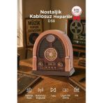 Bluetooth Hoparlör Nostaljik Radyo Kablosuz Speaker D58 Kahverengi