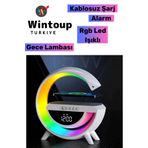 Bluetooth Hoparlör Rgb Led Işıklı Speaker Alarm Saat Aux Usb Sd Kart Wireless Şarj