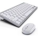 Bluetooth Kablosuz Klavye Mouse Seti - Mini, iOS Android Windows Uyumlu, 2.4G + BT5.2 + BT3.0 - Beyaz