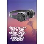 Bluetooth Kablosuz Kulaklık Siyah Wireless 5.0 Kulak Üstü Uzun Pil Ömrü - Lisinya