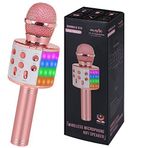 Bluetooth Karaoke Mikrofon Kablosuz: Karaoke Mikrofon Led Işıkları ile Yetişkinler Çocuklar Şarkı - Kızlar için Mükemmel Oyuncaklar Doğum Günü Hediyeleri
