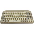 Bluetooth Klavye Renkli Retro Kablosuz Klavye Daktilo Görünümlü Tuş Tasarımı Şık ve Kullanışlı Telefon Koyma Gözü Pilli Türkçe Q Klavye Sw-05 (Krem)