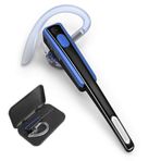 Bluetooth Kulaklık, COMEXION Kablosuz İş Kulaklığı V5.0 Hafif Bluetooth Gürültü Önleyici Kulaklıklar Telefon/Dizüstü/Araba için Mikrofonlu (Mavi+Kılıf)