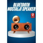 Bluetooth Nostalji Speaker Radyo Gramofon Ahşap Renk Vintage Mir23008332