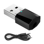 Bluetooth USB alıcısı, Bluetooth 5.1 USB Bluetooth adaptörü, 3,5 mm AUX kablosu, entegre mikrofon, TV ve PC kulaklığı, hoparlör, araç ev stereo sistemi, müzik ve eller serbest arama için