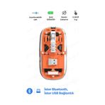 Bluetooth Usb Çift Modlu Sessiz Mouse, Şeffaf Mıknatıslı Kapaklı, Type-c Şarjlı, Dpı Ayarlı, Kablosuz 10m Çekim Mesafeli, Masaüstü Kısayol Tuşlu, Taşınabilir Şarjlı Mouse Turuncu