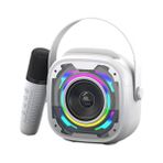Bluetooth v5.3 Rgb Işık Bluetooth Hoparlör Kablosuz Mikrofon Parti Karaoke - Beyaz
