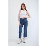 Bluewhite Kadın Beli Lastikli Likralı Yan Cepli Jean Pantolon Mavi