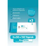 Bluewhite Yetişkin Hasta Vücut Temizleme Mendil, 3'lü Set, 50 Yaprak, Vitamin E, Provitamin B5, Aloe Vera Özü, Papatya Özü