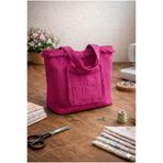 BLUGRIN Doğal Müslin Kumaş Cepli Omuz Çantası | Pembe
