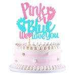 Blumomon 1 adet erkek veya kız çocuk Cupcake Topper parıltılı Onesie tulum ayak izi Cupcake Picks Baby Shower Cake Topper çocuk doğum günü cinsiyet revelation parti pasta dekorasyonu aksesuarı