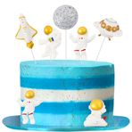Blumomon 12 Adet Reçine Uzay Astronot Roket 3D Kek Süsü Figür Figür Gezegen Kek Dekoru Uzay Temalı Cupcake Picks Baby Shower Kids Birthday Party Cake Decoration Supplies