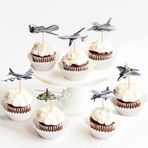 Blumomon 24 Adet Askeri Temalı Pasta Parçaları Askeri Cupcake Toppers Askerler, Panzer, Uçaklar Cupcake Toppers Picks Baby Shower Spor Tema Kutlama Parti Pasta Dekorları