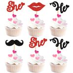 Blumomon 24 adet erkek veya kız çocuk Cupcake Topper parıltılı Onesie tulum ayak izi Cupcake Picks Baby Shower cake Topper çocuk doğum günü cinsiyet revelation parti pasta dekorasyonu aksesuar