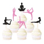 Blumomon 24 adet jimnastik Yoga Cupcake Toppers Jimnastik Kız Cupcake Picks dekorasyonları Renkli Jimnastik Yoga Siluet Pasta Süslemeleri Spor Salonu Temalı Baby Shower Doğum Günü Parti Malzemeleri