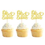 Blumomon 24 Adet Oh Baby Cupcake Süsü Parıltısı "Es ist Twins Cupcake Topper Baby Shower Cupcake Picks Süsleme" Baby Shower Kids Birthday Party Supplies